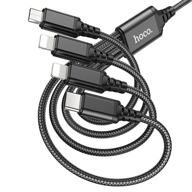 Hoco X76 4в1 - 2х Lightning + Micro-USB + Type-C